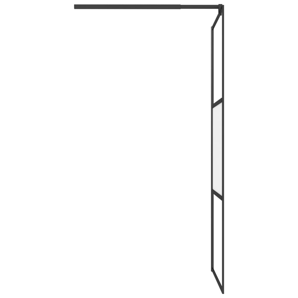 Walk-in Shower Wall 90x195 cm Half Frosted ESG Glass Black