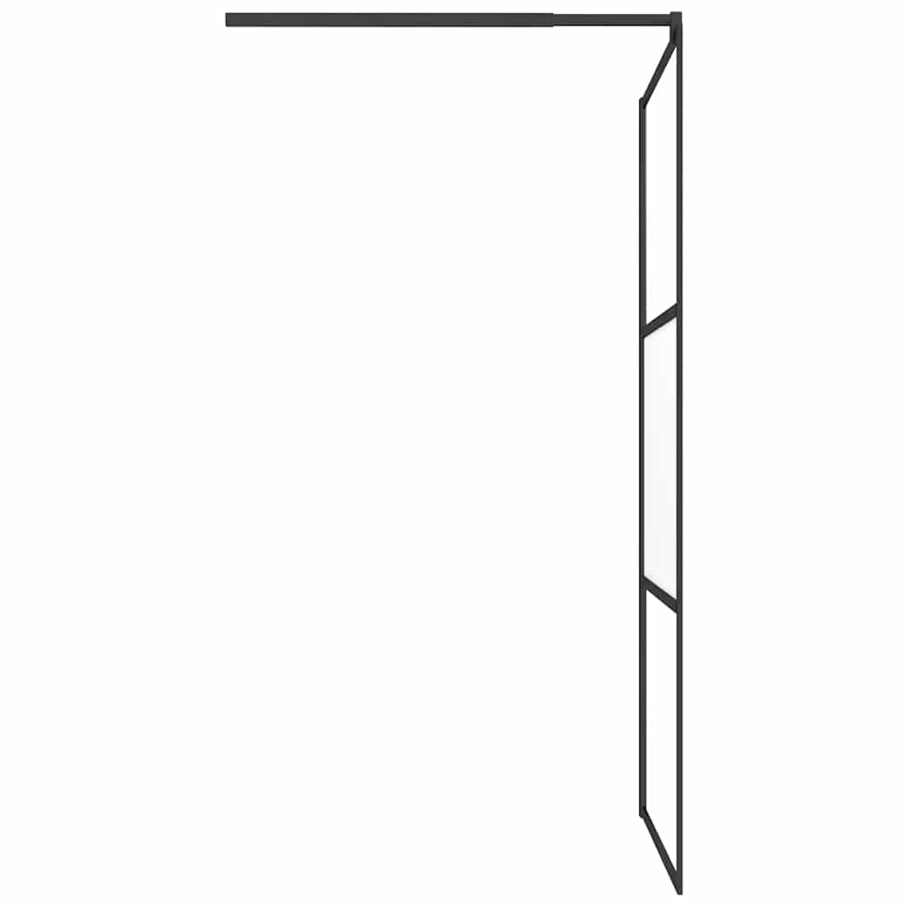 Walk-in Shower Wall 100x195 cm Half Frosted ESG Glass Black