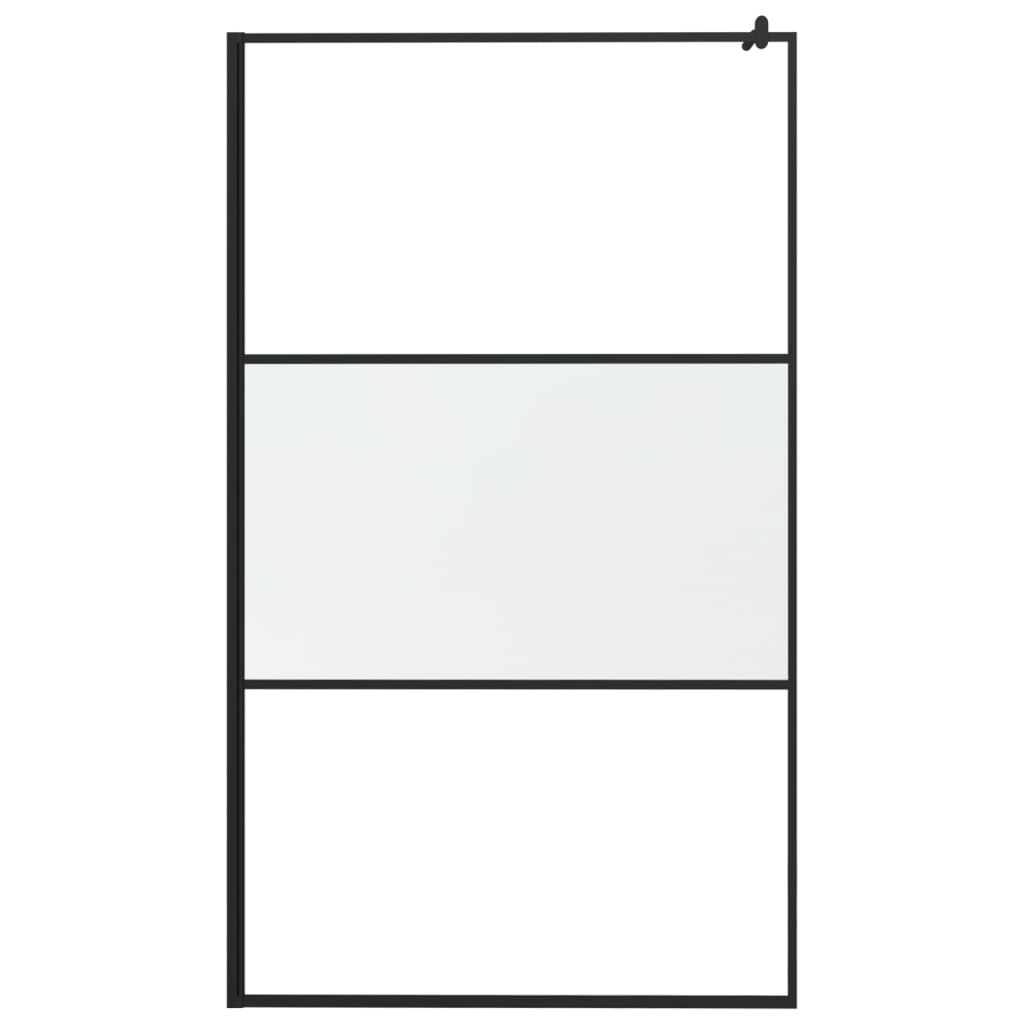 Walk-in Shower Wall 115x195 cm Frosted ESG Glass Black