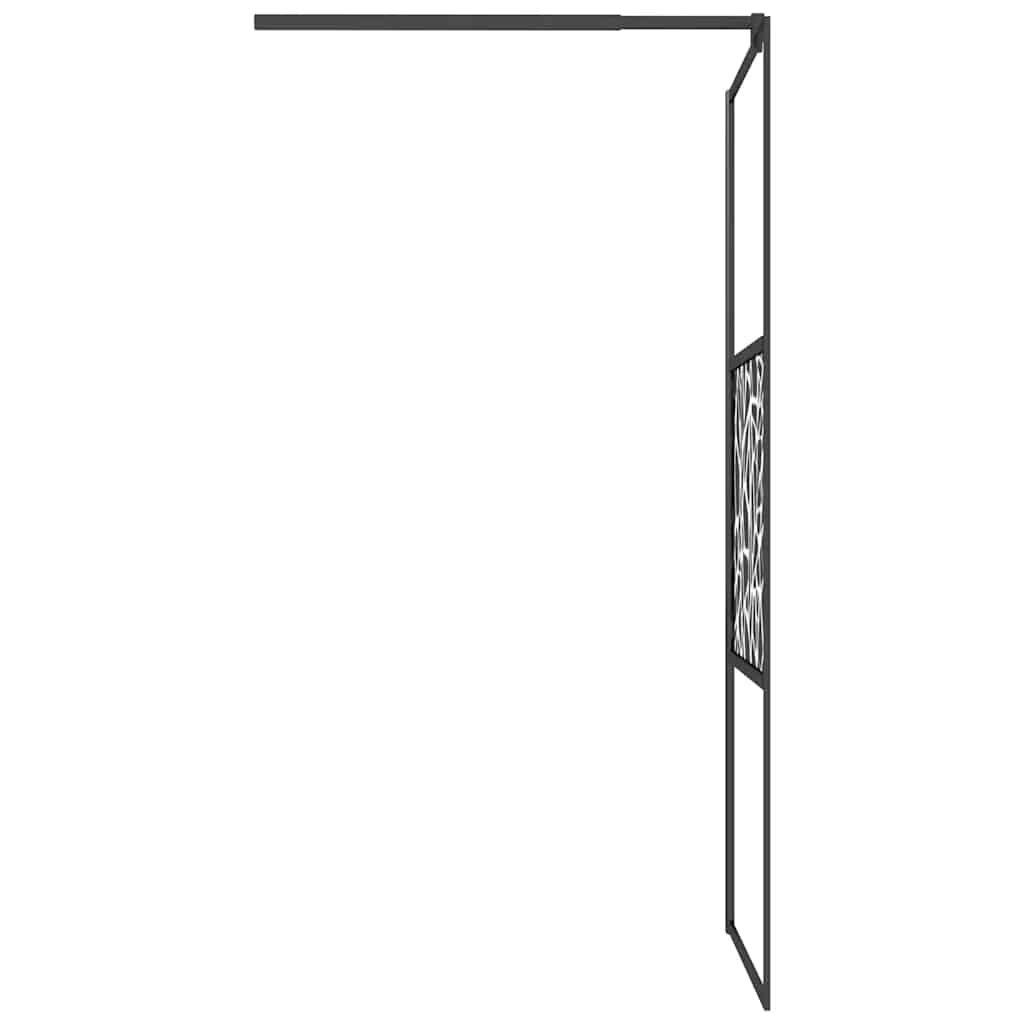 Walk-in Shower Wall 80x195cm ESG Glass with Stone Design Black