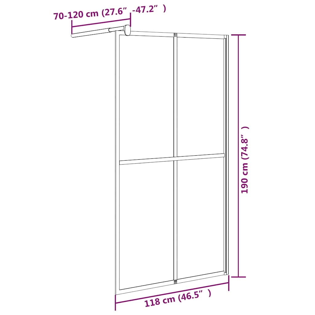 Walk-in Shower Screen 118x190 cm Dark Tempered Glass