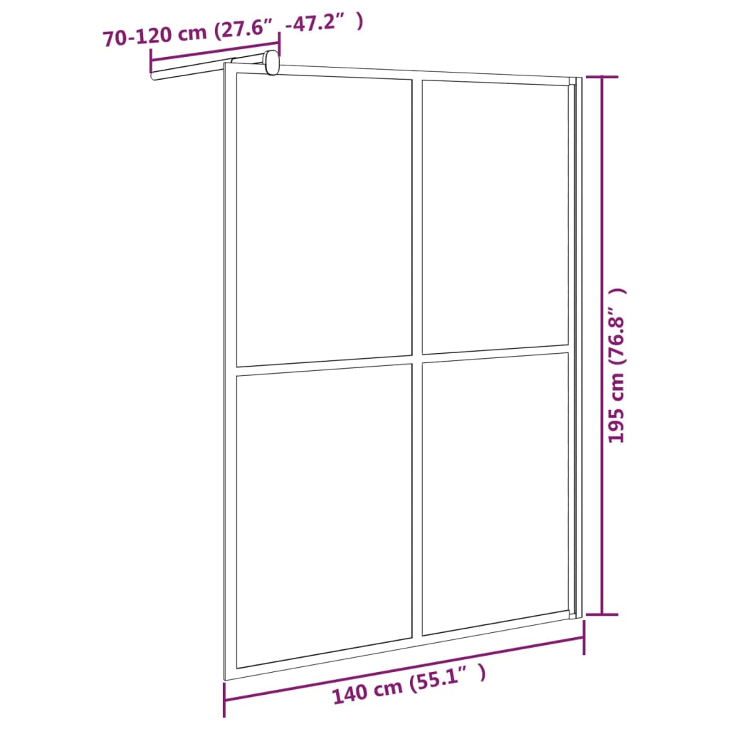 Walk-in Shower Screen 140x195 cm Dark Tempered Glass