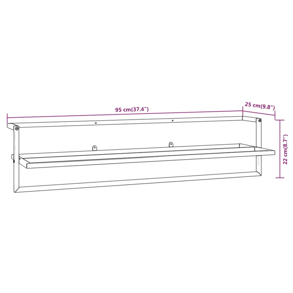 vidaXL Towel Rack White 95x25x22 cm Iron