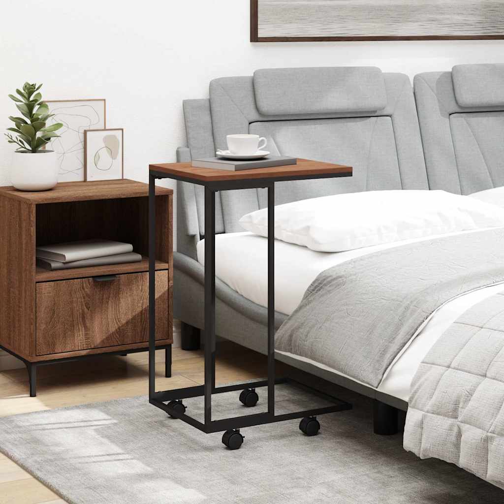 343096 vidaXL Side Table with Wheels Black 40x30x63,5 cm Engineered Wood