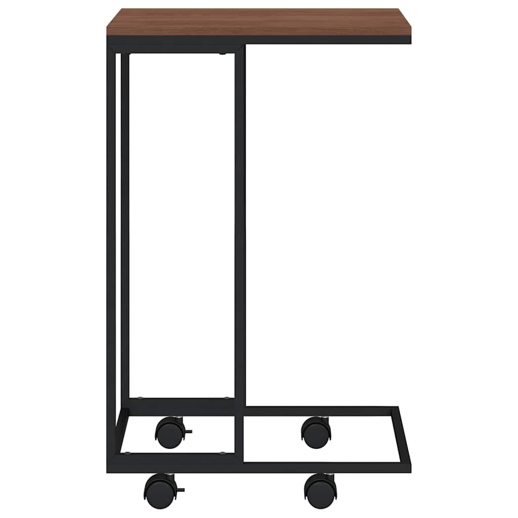 Side Table with Wheels Black 40x30x63.5 cm Engineered Wood