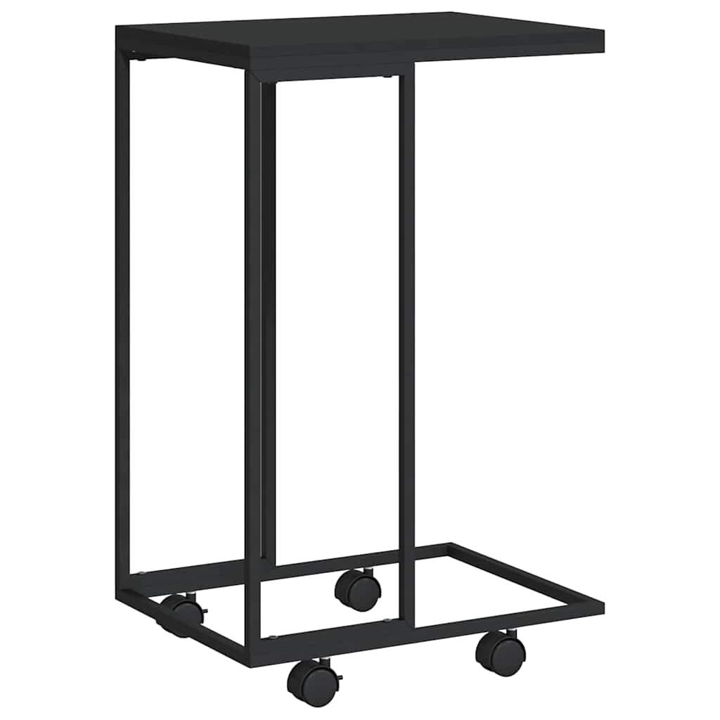 343097 vidaXL Side Table with Wheels Black 40x30x63,5 cm Engineered Wood