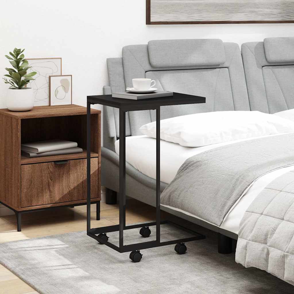 343097 vidaXL Side Table with Wheels Black 40x30x63,5 cm Engineered Wood