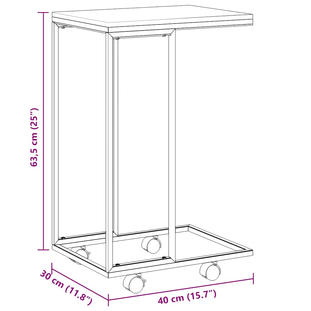 Side Table | Black | Engineered wood, iron | Small |  Portable
