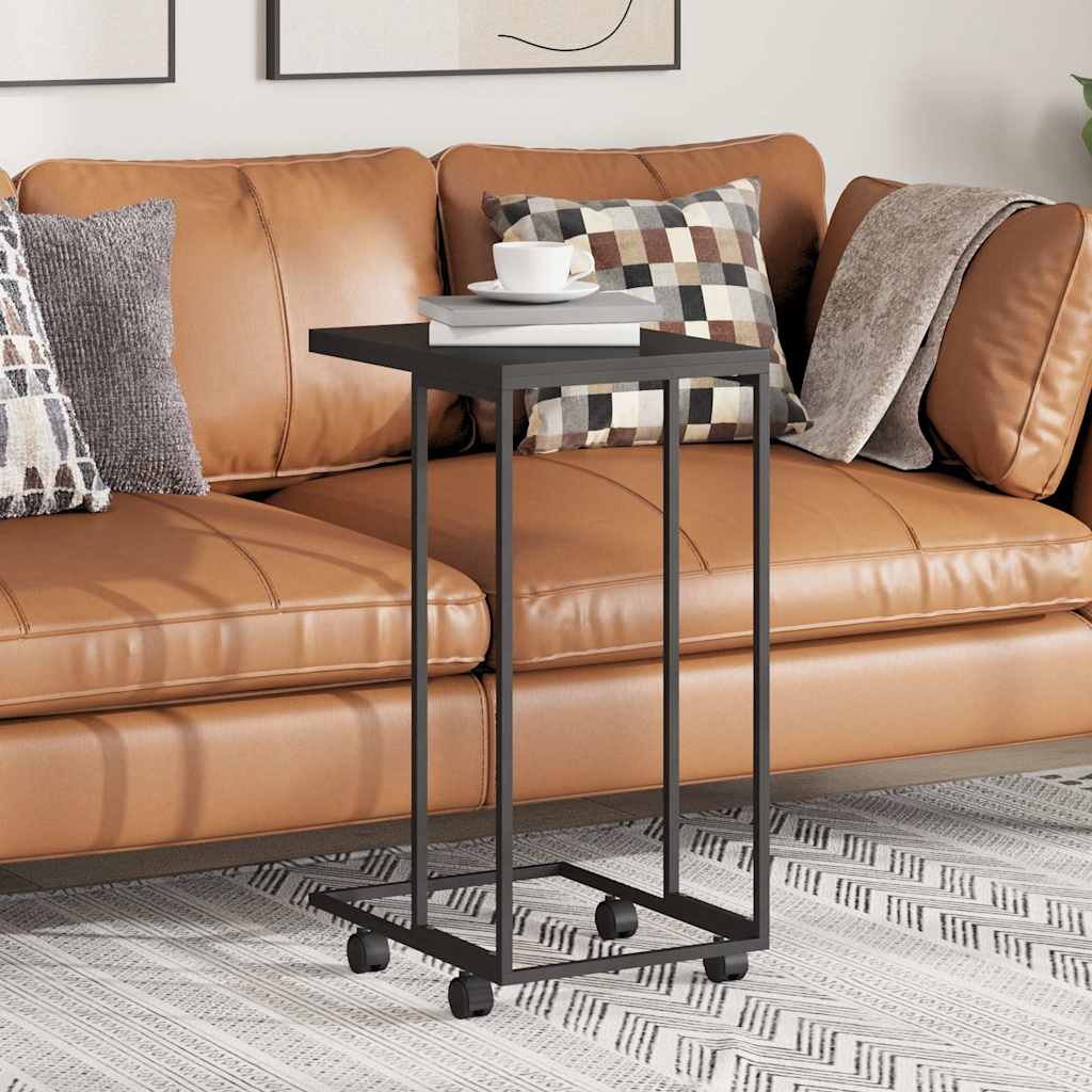 343097 vidaXL Side Table with Wheels Black 40x30x63,5 cm Engineered Wood