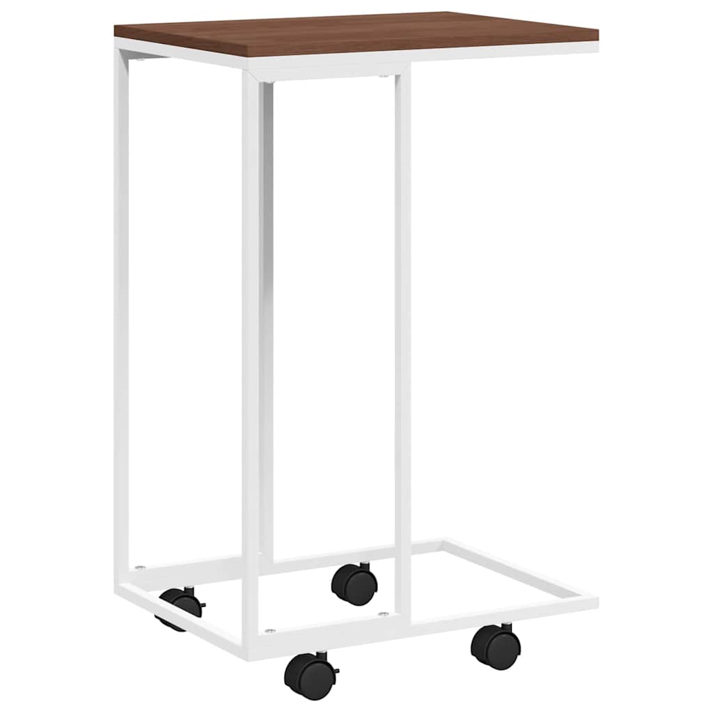 Side Table with Wheels White 40x30x63.5 cm Engineered Wood