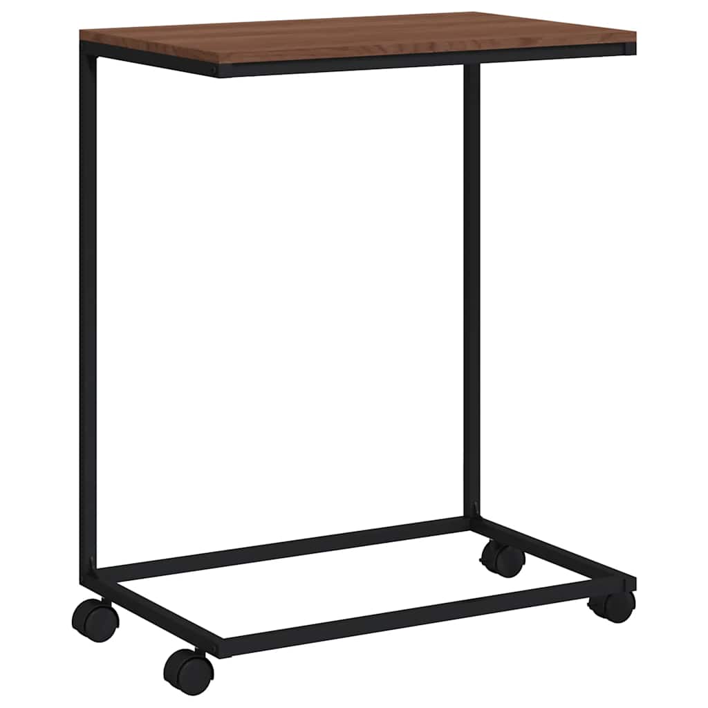 Side Table with Wheels Black 55x35x70 cm Engineered Wood