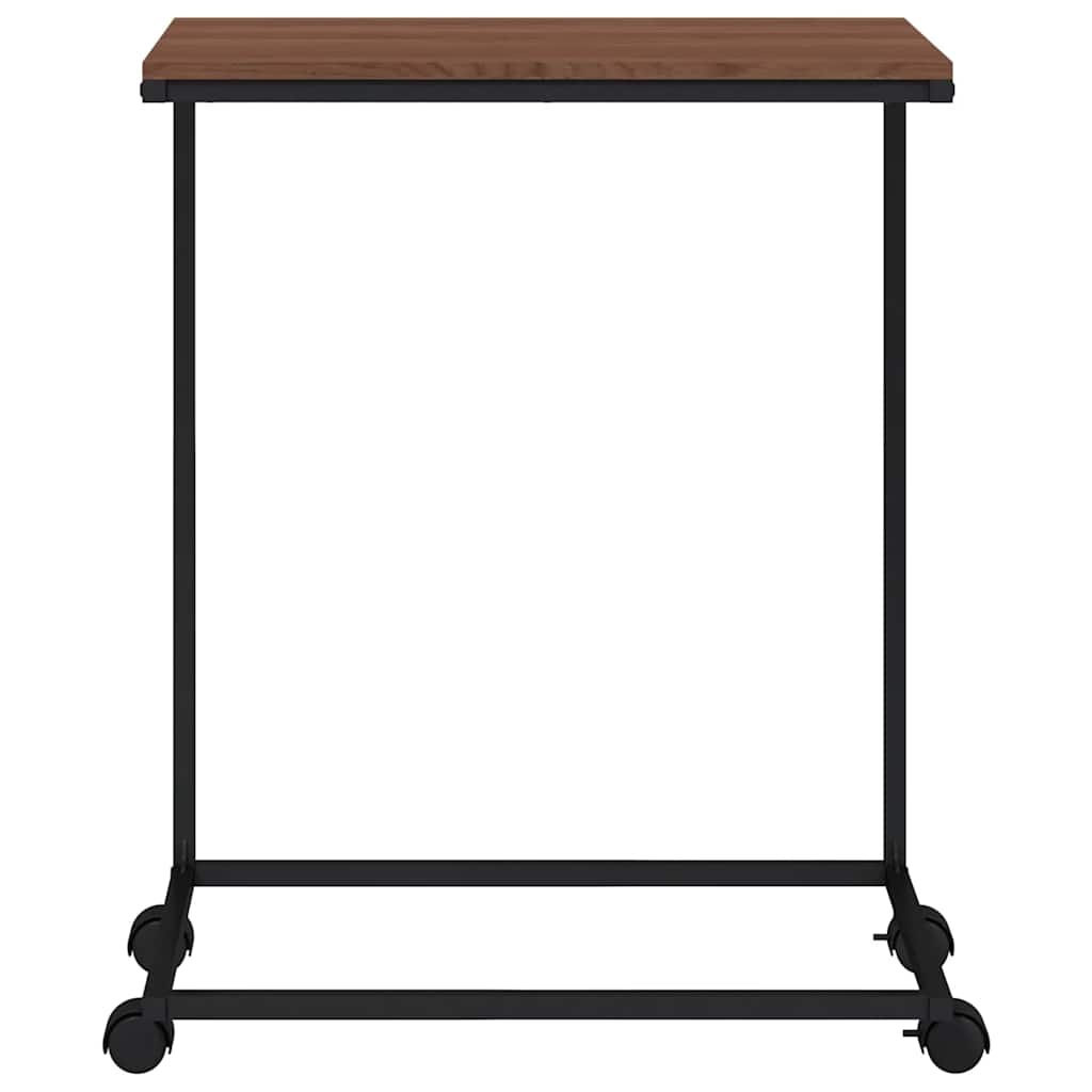 Side Table with Wheels Black 55x35x70 cm Engineered Wood