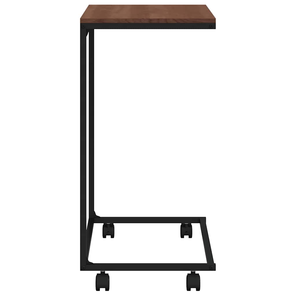Side Table with Wheels Black 55x35x70 cm Engineered Wood