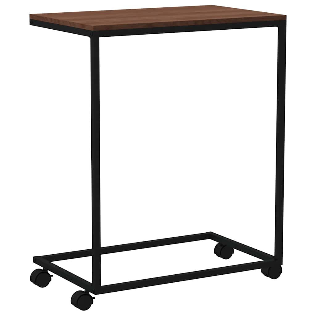 Side Table with Wheels Black 55x35x70 cm Engineered Wood