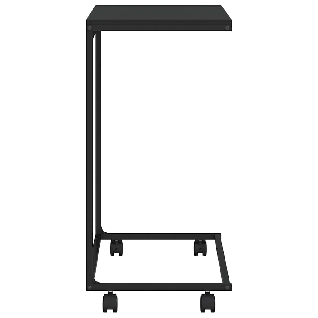 Side Table with Wheels Black 55x35x70 cm Engineered Wood