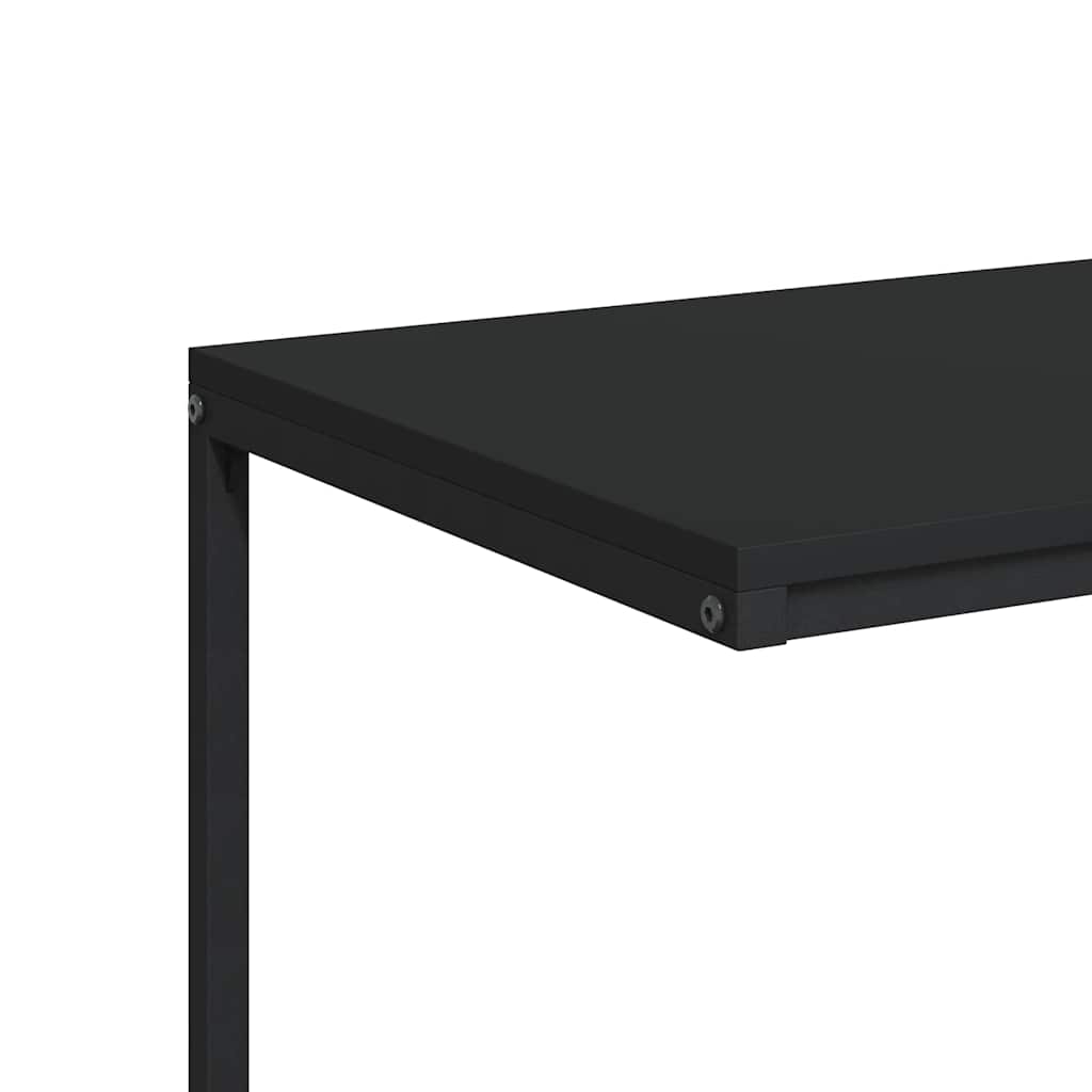 Side Table with Wheels Black 55x35x70 cm Engineered Wood