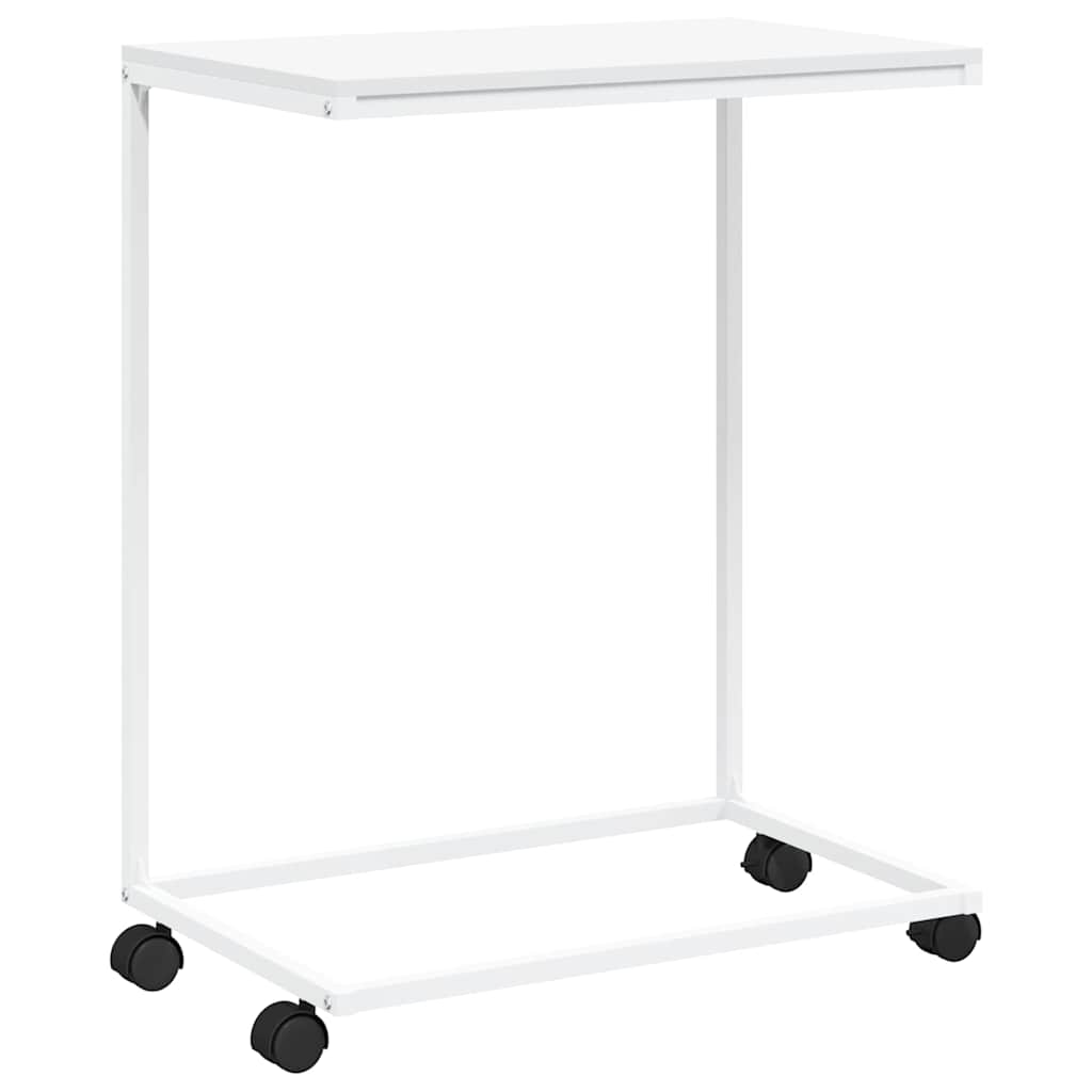 343103 vidaXL Side Table with Wheels White 55x35x70 cm Engineered Wood