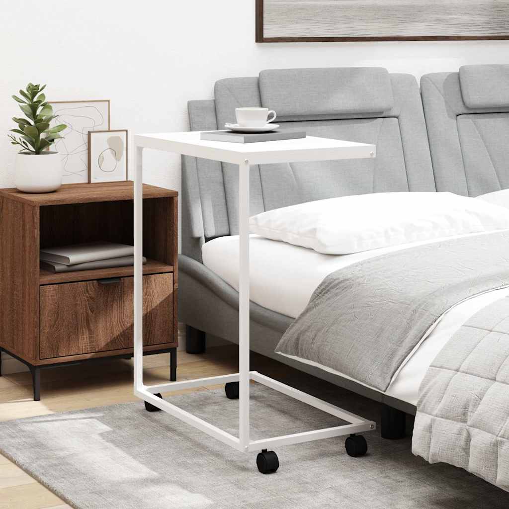 343103 vidaXL Side Table with Wheels White 55x35x70 cm Engineered Wood