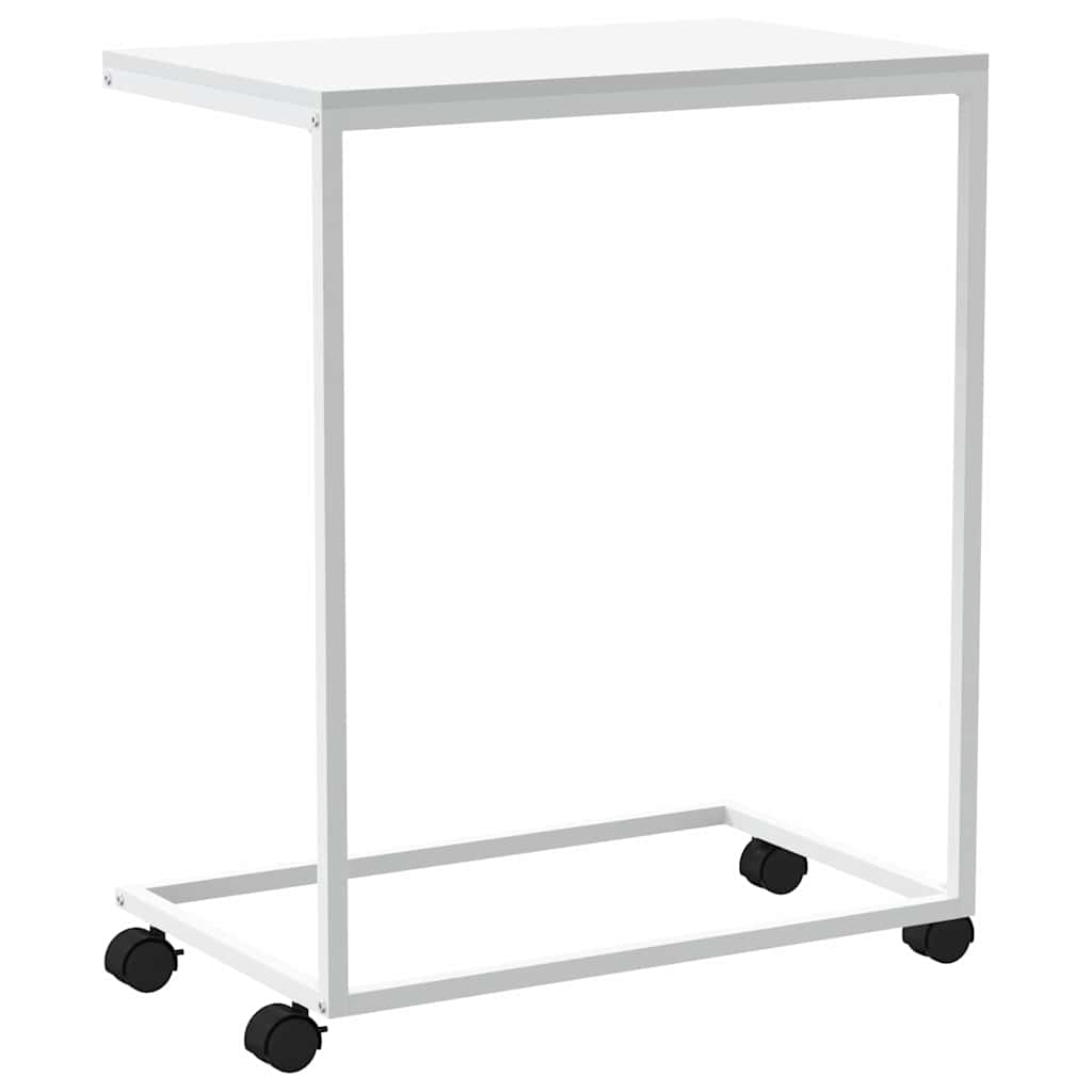 343103 vidaXL Side Table with Wheels White 55x35x70 cm Engineered Wood