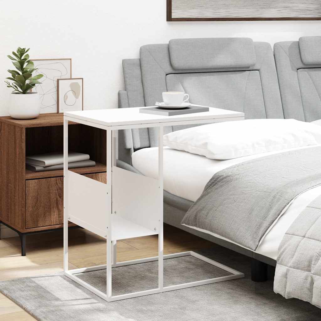 343107 vidaXL Side Table White 55x36x59,5 cm Engineered Wood