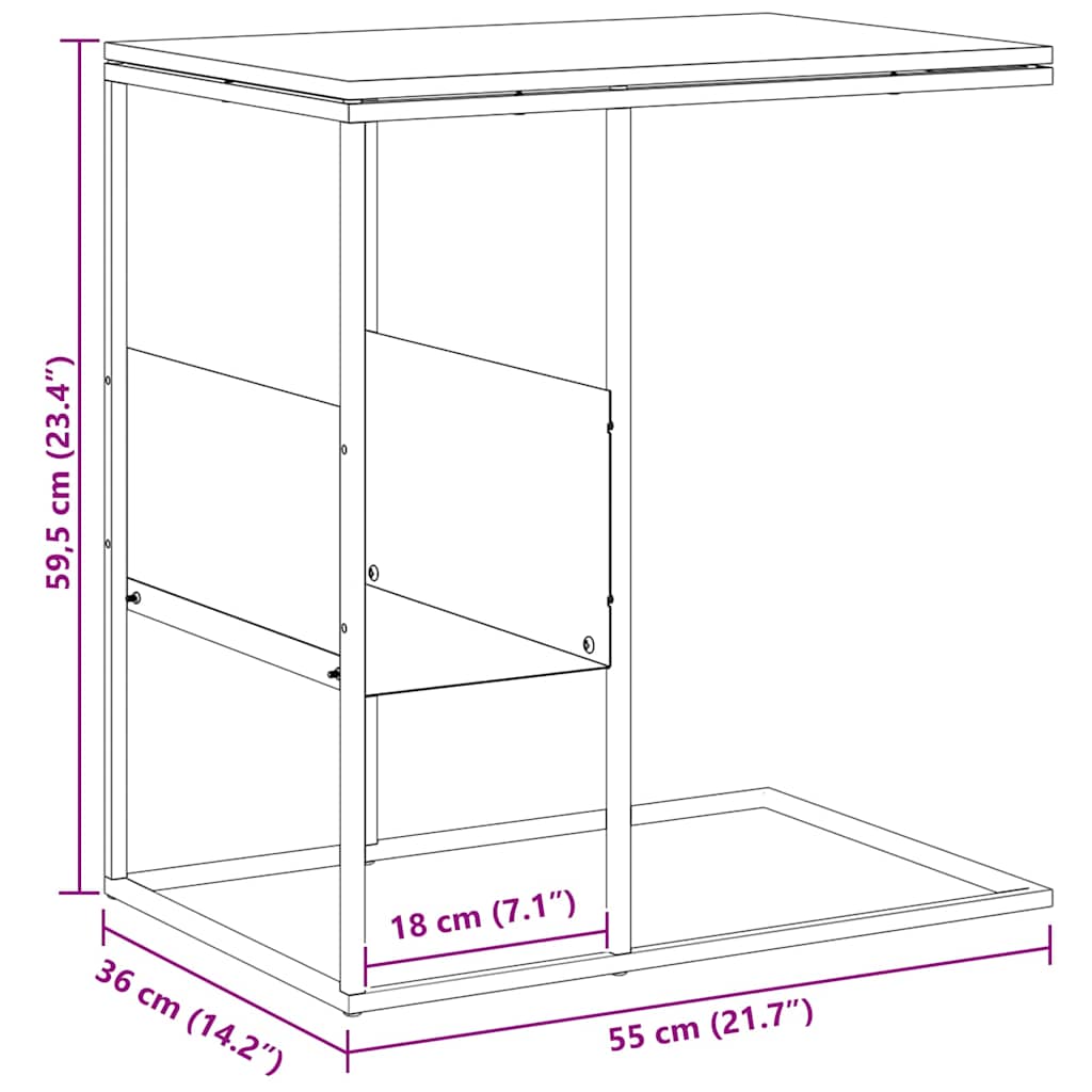 343107 vidaXL Side Table White 55x36x59,5 cm Engineered Wood