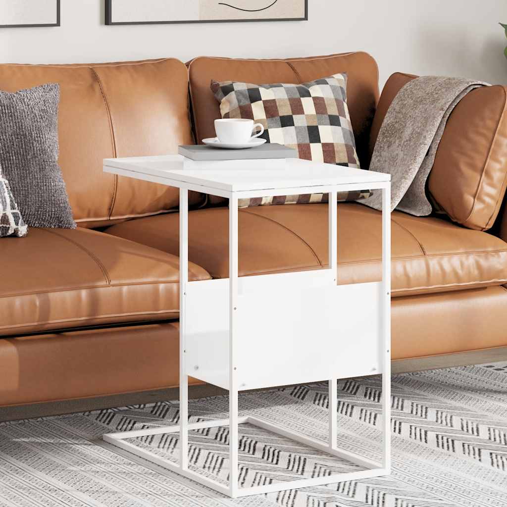 Side Table White 55x36x59.5 cm Engineered Wood
