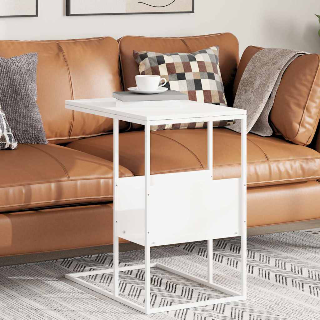 343107 vidaXL Side Table White 55x36x59,5 cm Engineered Wood