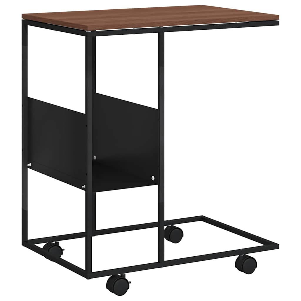 Side Table with Wheels Black 55x36x63,5 cm Engineered Wood