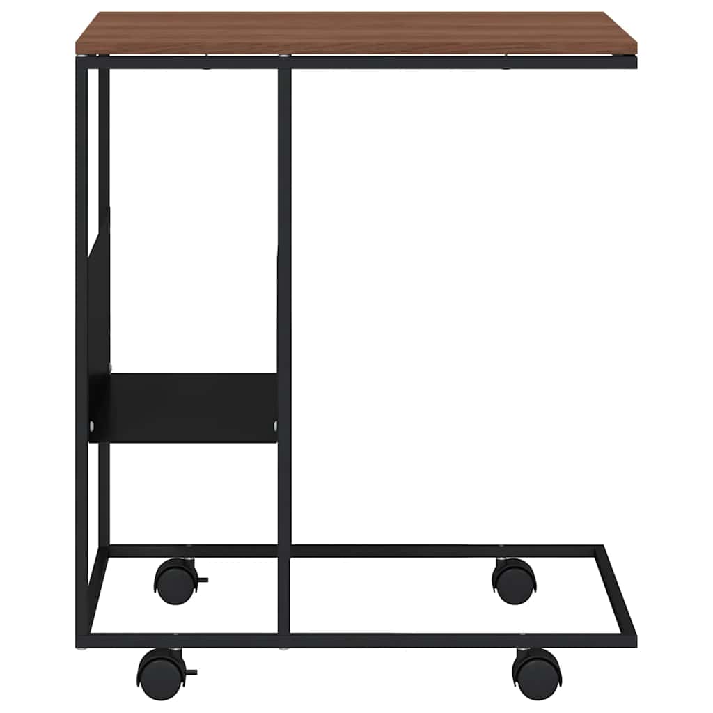 Side Table with Wheels Black 55x36x63.5 cm Engineered Wood