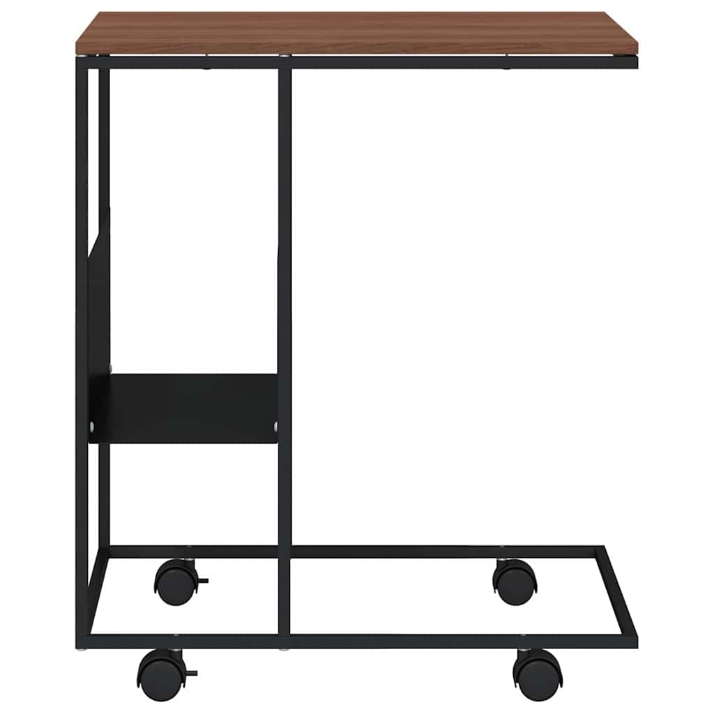 Side Table with Wheels Black 55x36x63,5 cm Engineered Wood