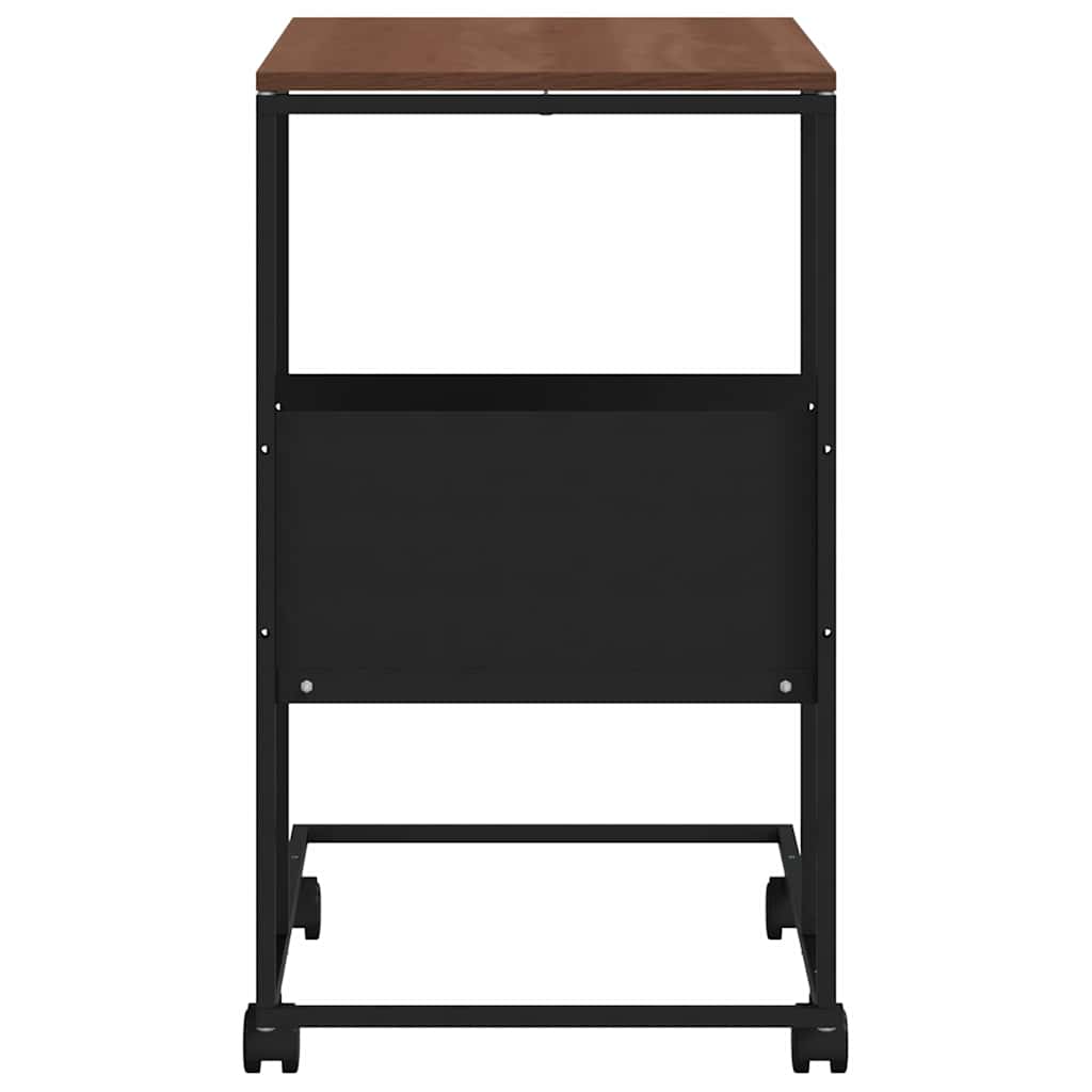 Side Table with Wheels Black 55x36x63,5 cm Engineered Wood