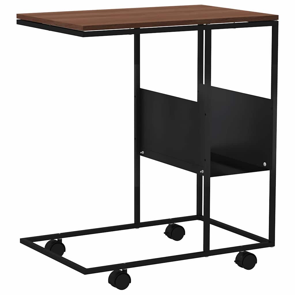 Side Table with Wheels Black 55x36x63,5 cm Engineered Wood