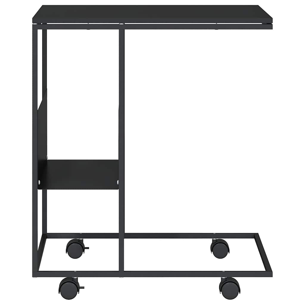 Side Table with Wheels Black 55x36x63.5 cm Engineered Wood