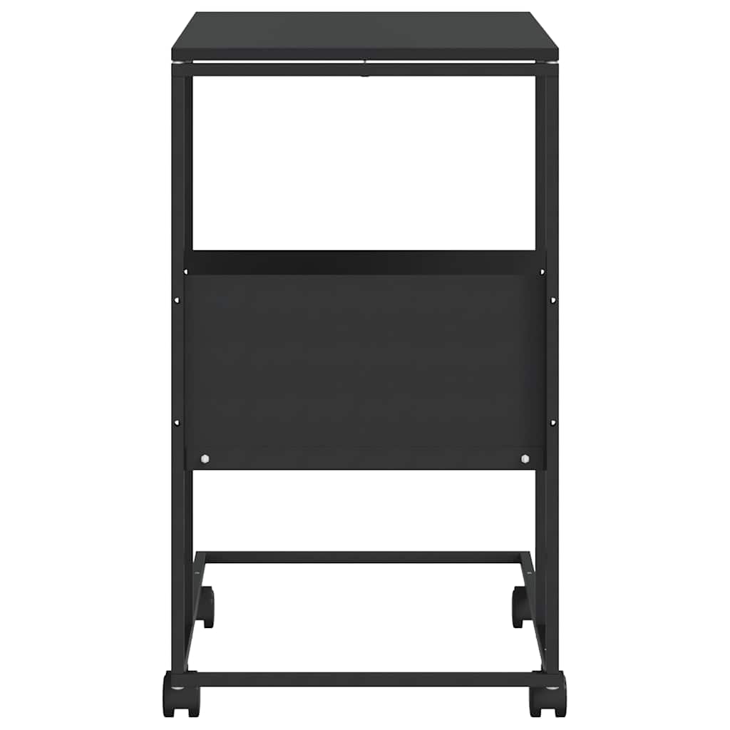 Side Table with Wheels Black 55x36x63.5 cm Engineered Wood