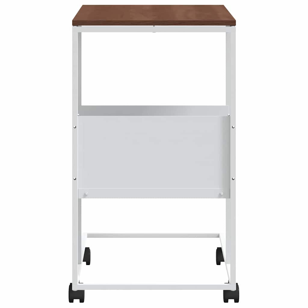 Side Table with Wheels White 55x36x63,5 cm Engineered Wood