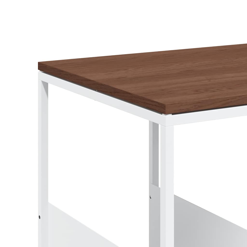 Side Table with Wheels White 55x36x63,5 cm Engineered Wood