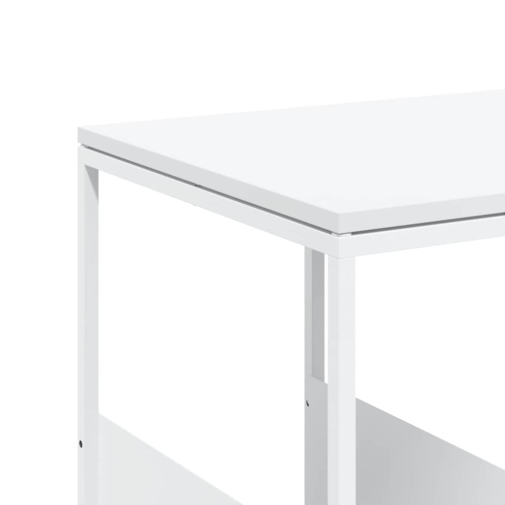 Side Table with Wheels White 55x36x63,5 cm Engineered Wood
