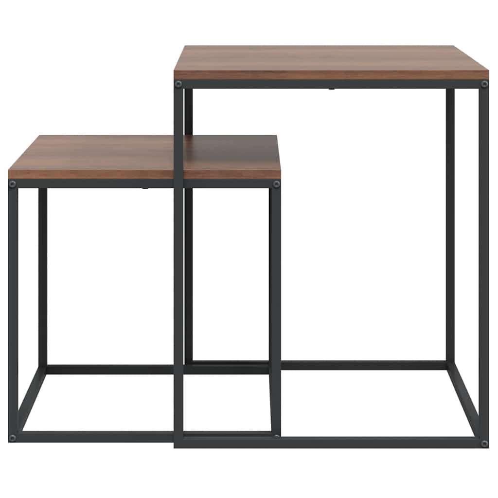 Coffee Table Set 2 pcs Engineered Wood and Metal