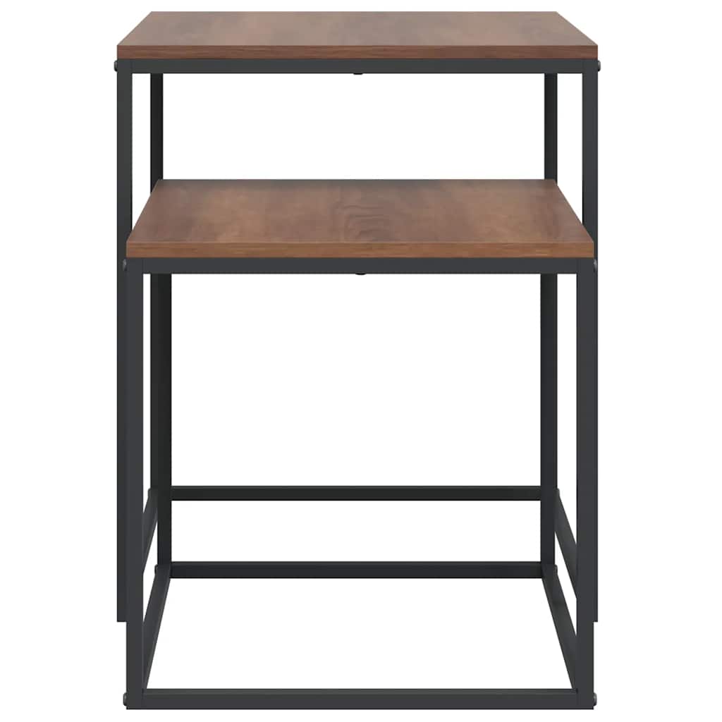 Coffee Table Set 2 pcs Engineered Wood and Metal