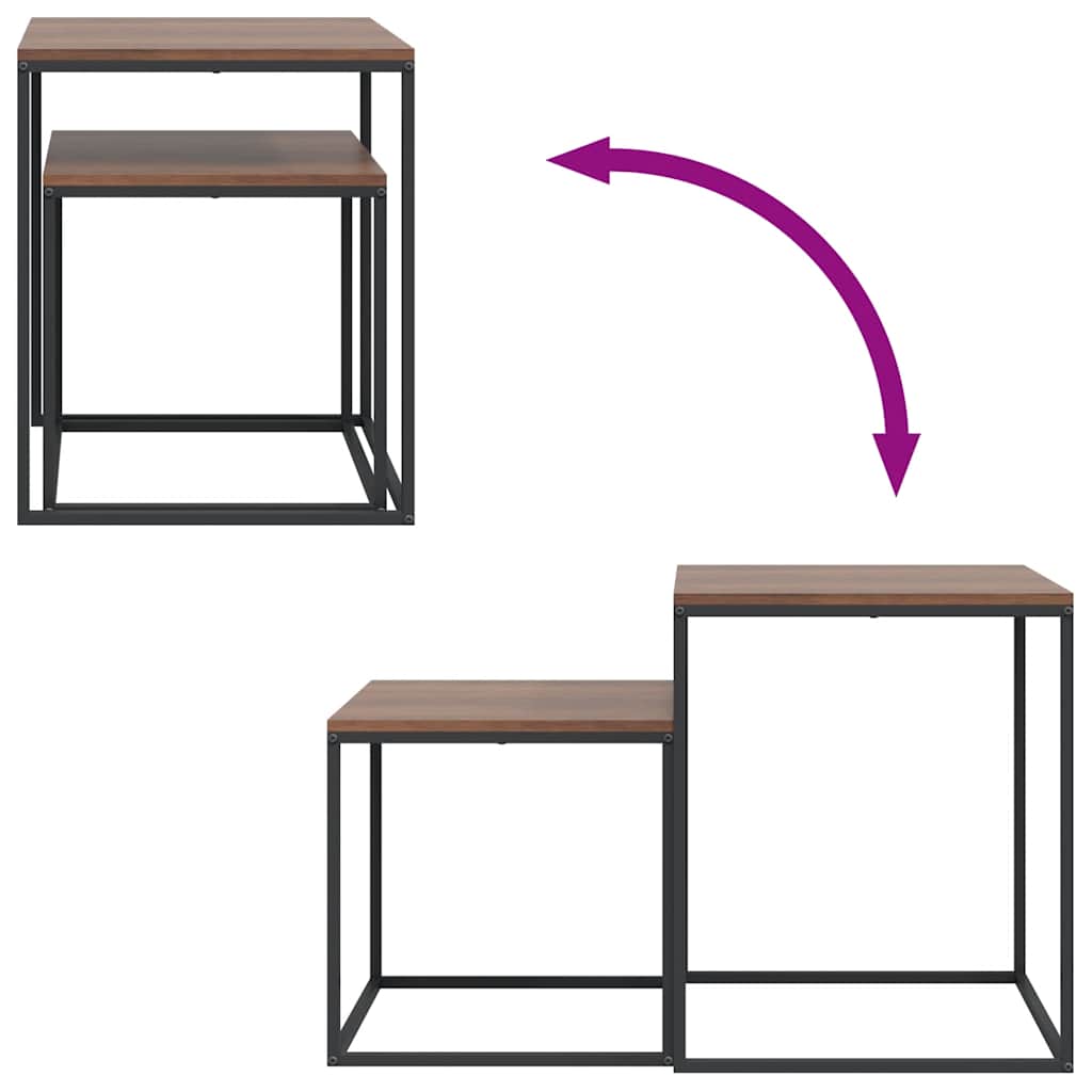 Coffee Table Set 2 pcs Engineered Wood and Metal