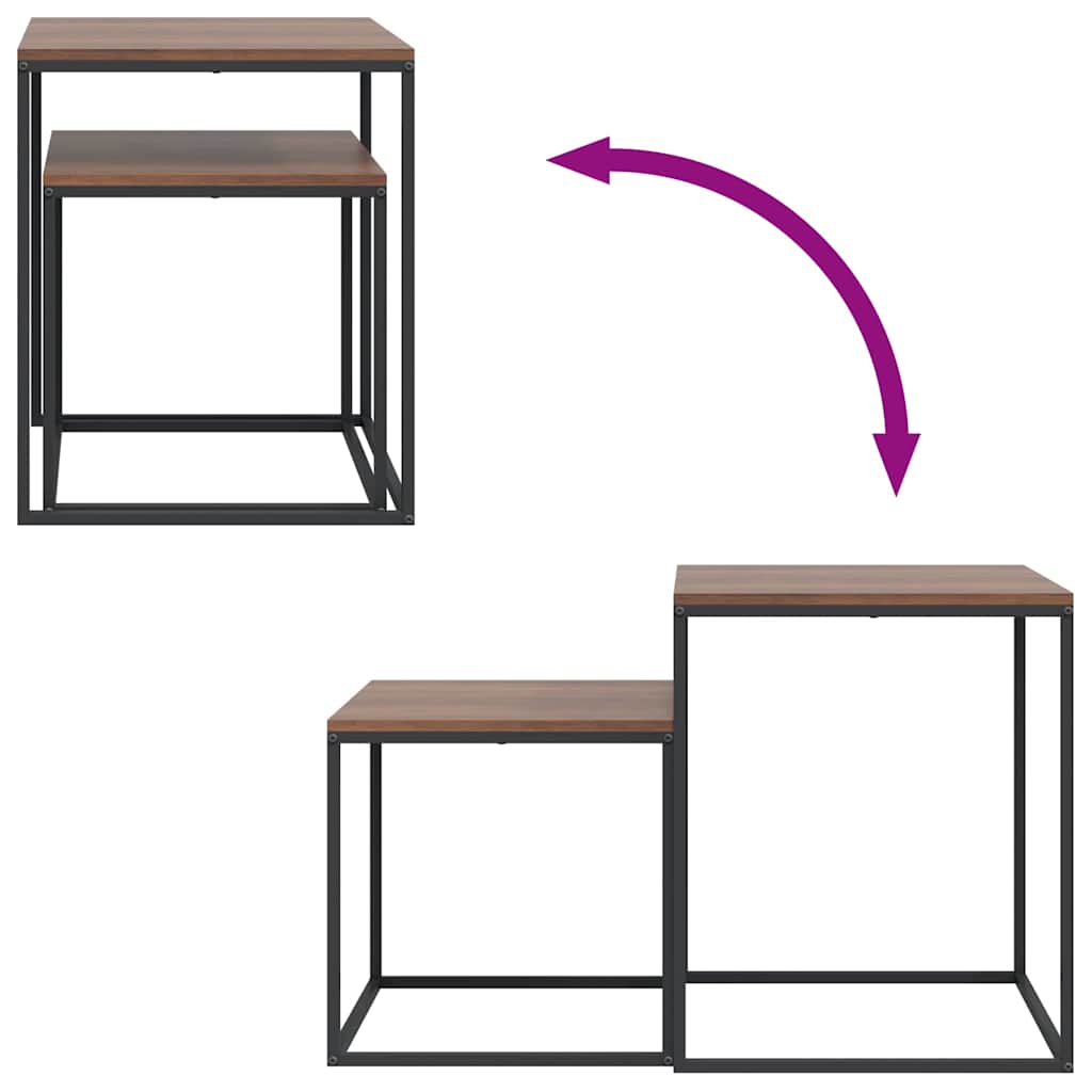 343112 vidaXL Coffee Table Set 2 pcs Engineered Wood and Metal