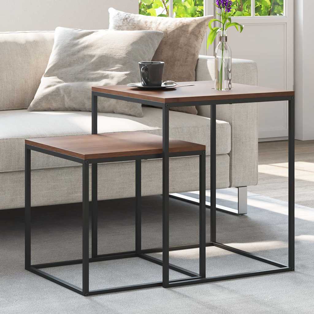 343112 vidaXL Coffee Table Set 2 pcs Engineered Wood and Metal