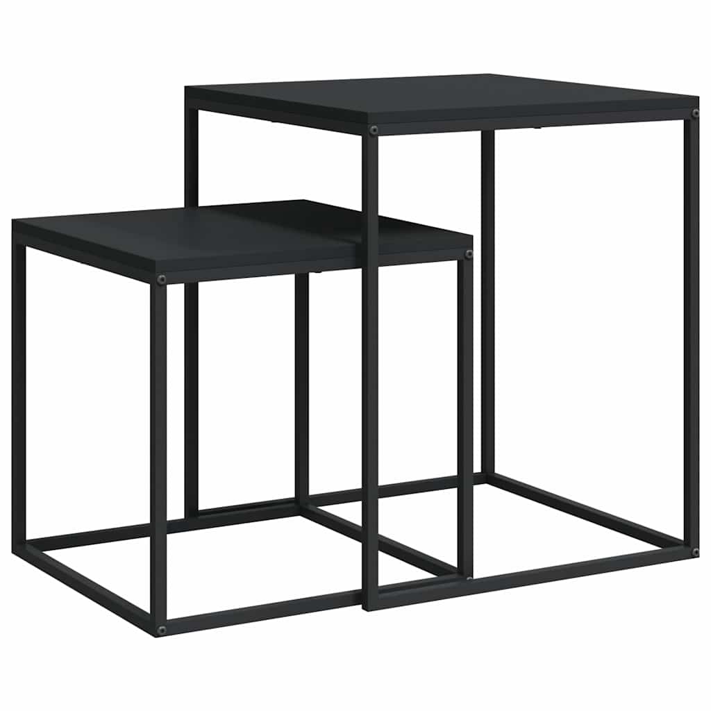 Coffee Table Set 2 pcs Engineered Wood and Metal