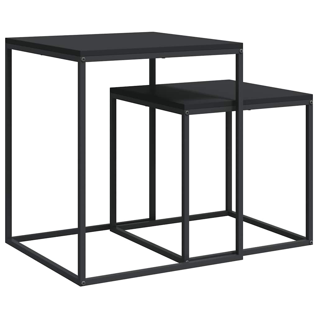 Coffee Table Set 2 pcs Engineered Wood and Metal