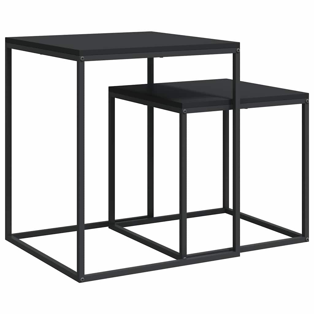 Coffee Table Set 2 pcs Engineered Wood and Metal