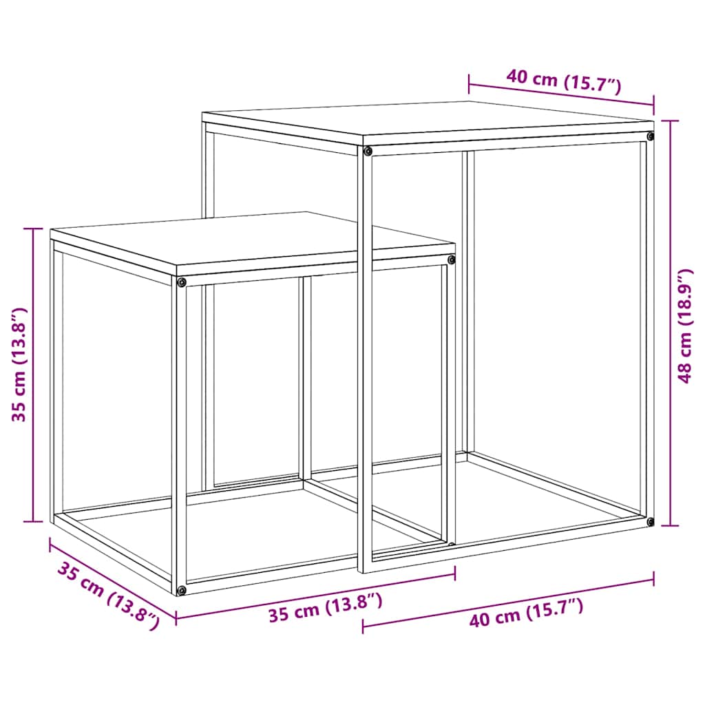 Coffee Table Set 2 pcs Engineered Wood and Metal