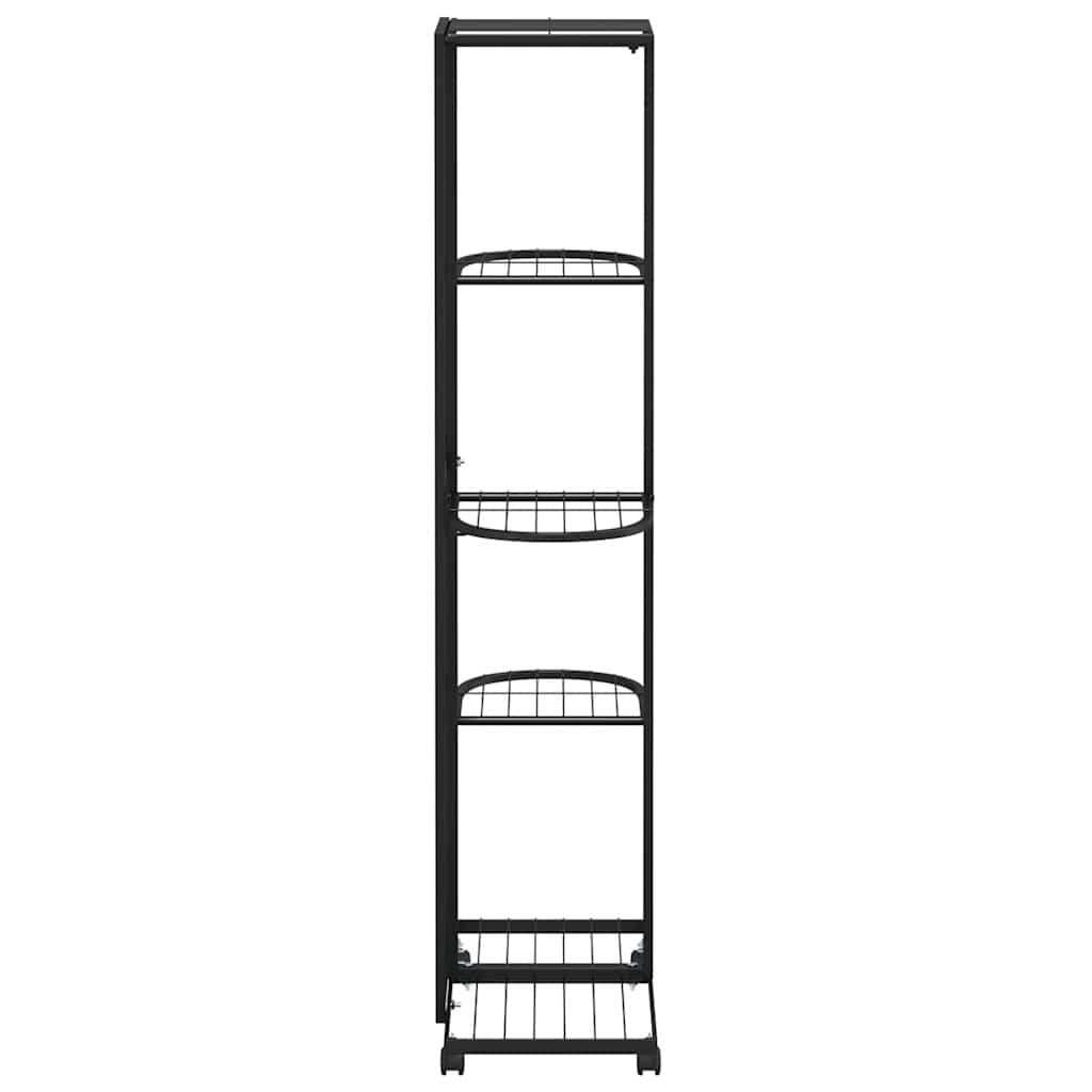 5-Floor Flower Stand with Wheels 44x23x100 cm Black Iron
