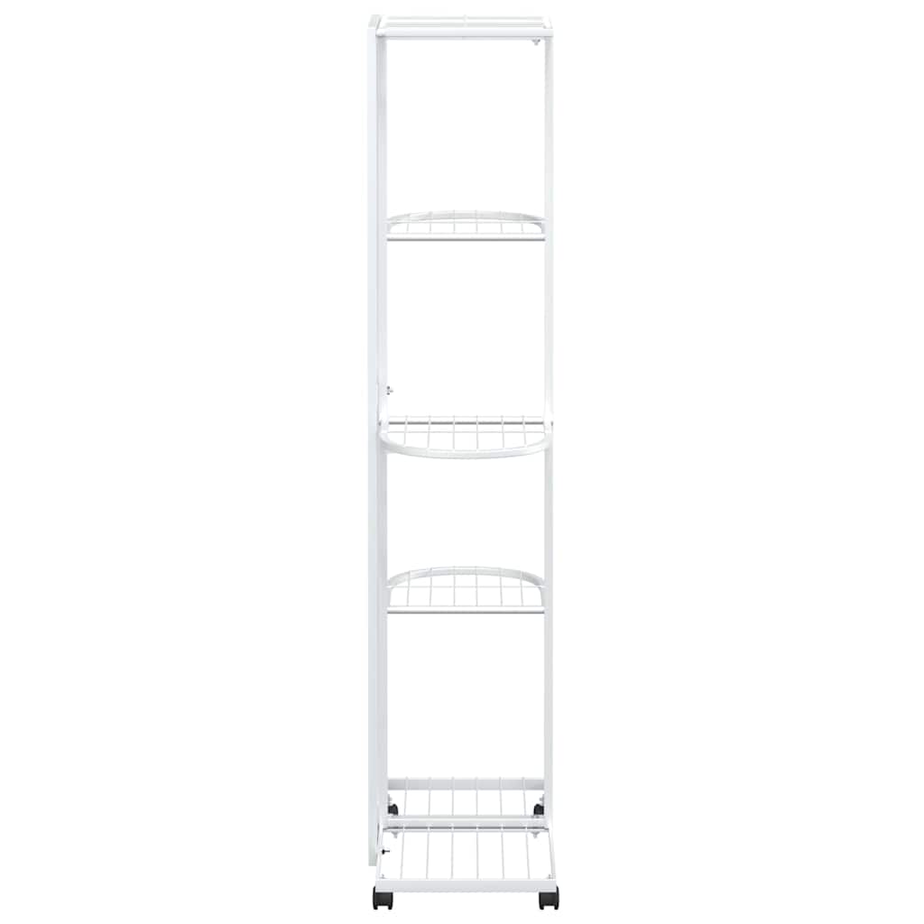 5-Floor Flower Stand with Wheels 44x23x100 cm White Iron