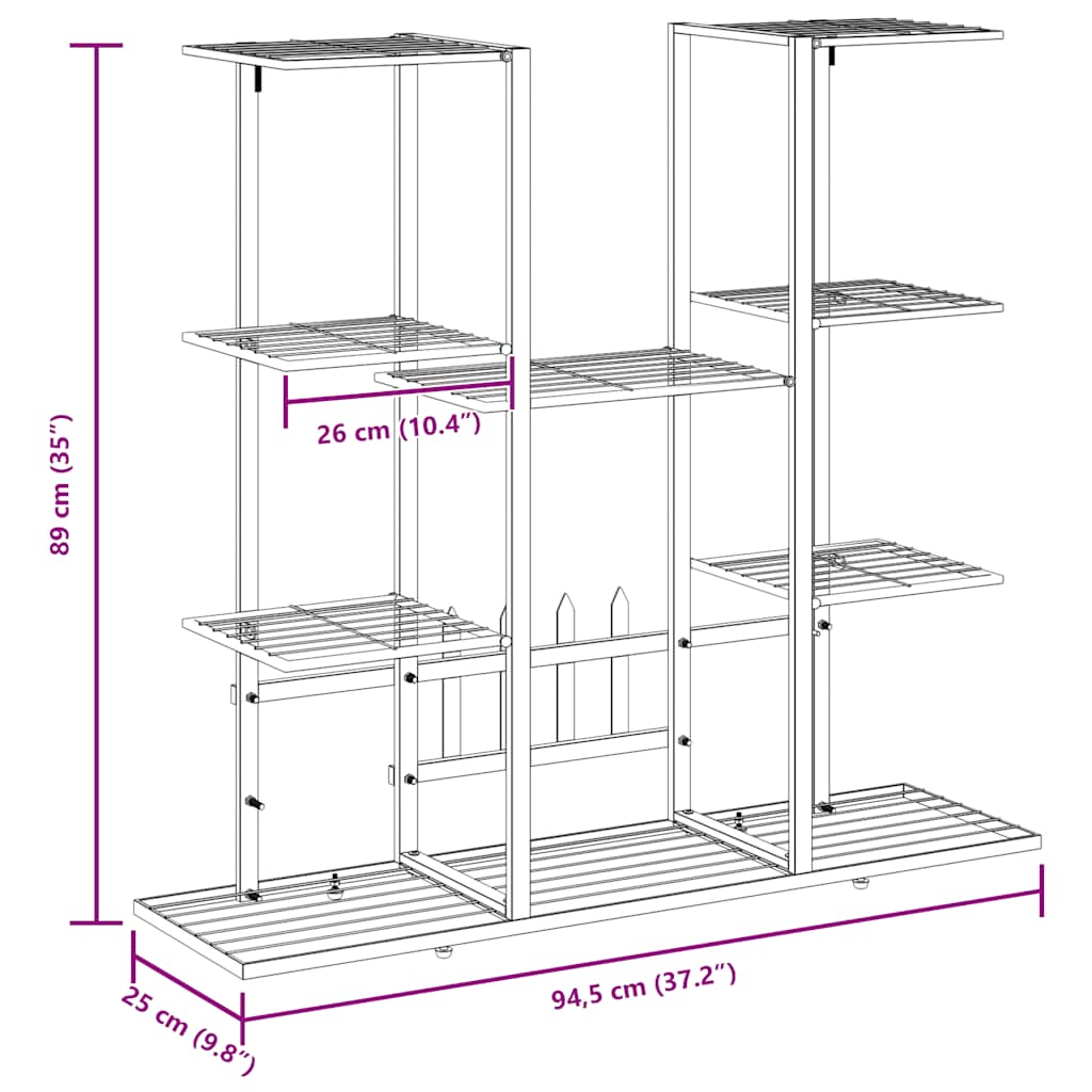 Flower Stand 94.5x25x89 cm White Iron
