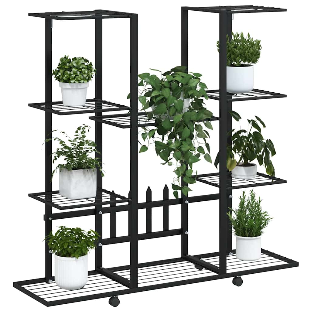 Flower Stand with Wheels 94.5x24.5x91.5 cm Black Iron